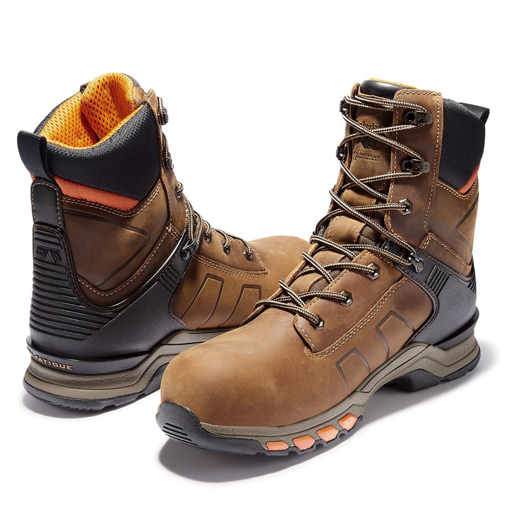 Botas de Trabajo Masculino - Timberland Pro® Hypercharge 8\" Comp Toe - CLOQN7948 - Marrom/Pretas